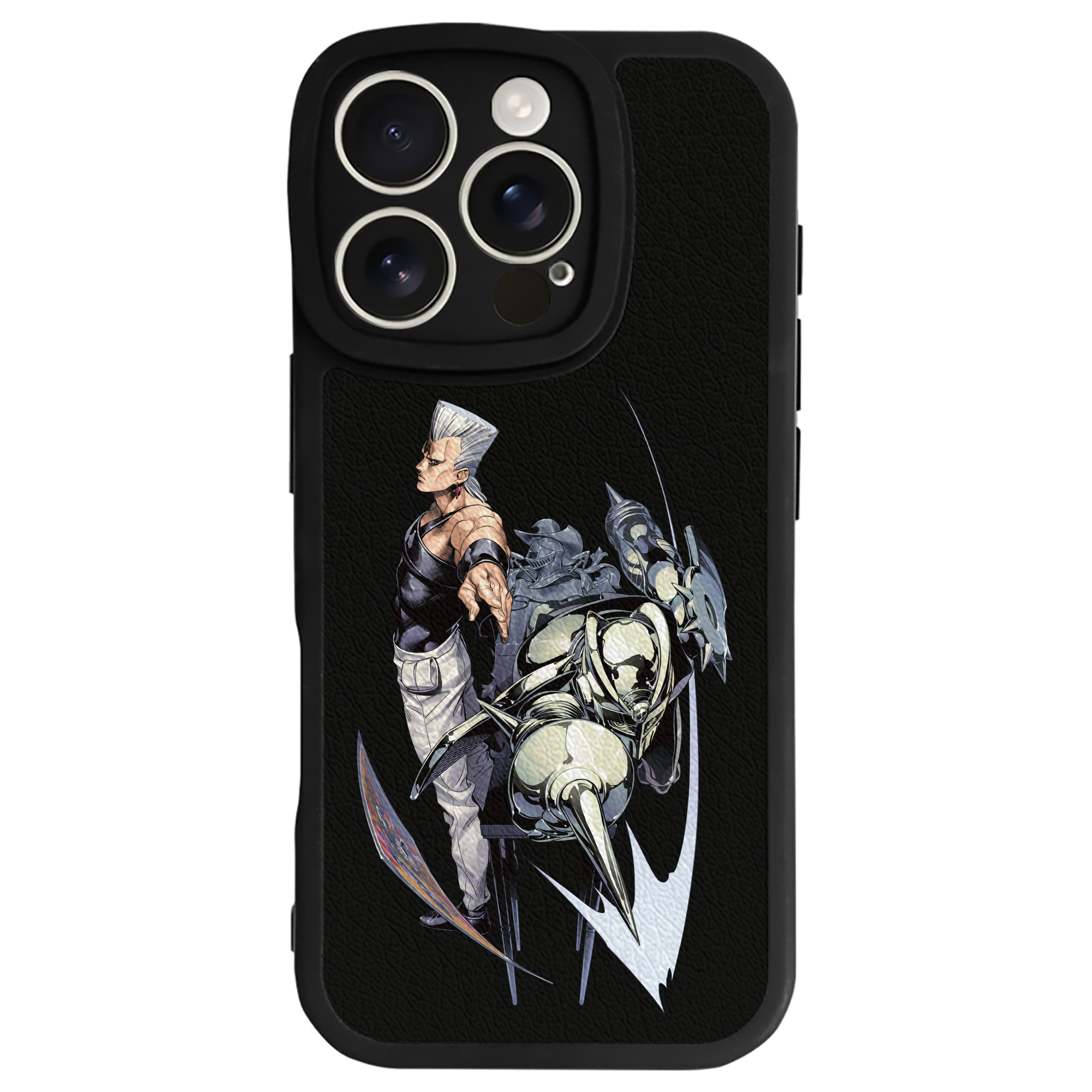 （画像用） ジョジョの奇妙な冒険 ジャン＝ピエール?ポルナレフ JoJo's Bizarre Adventure Jan Pierre Polnareff 【iPhone 16シリーズ対応】シリコンスマホケース（レザー調） 材質：シリコン